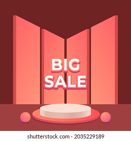 super sale poster with 3d stage by cyberpunk spotlights. 3d render illustration. Scene is empty to place your text, logo or object.