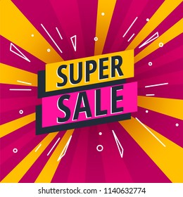 Super Sale poster, banner. Big sale, clearance. Vector illustration.