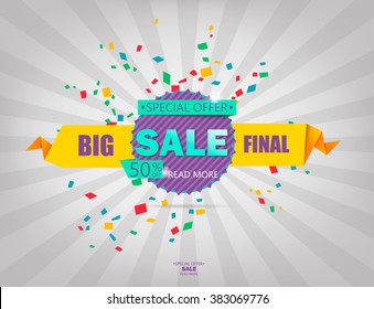 Super Sale poster, banner. Big sale, clearance. 50% off. Vector illustration.