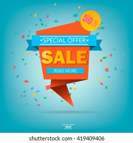 Super Sale poster, banner. Big sale, clearance. 50% off. Vector illustration.