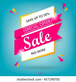 Super Sale poster, banner. Big sale, clearance. 50% off. Vector illustration.