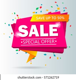 Super Sale poster, banner. Big sale, clearance. 50% off. Vector illustration.