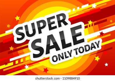 Super sale poster, banner. Design template. Sale and discounts. Product promotion. Vector.
