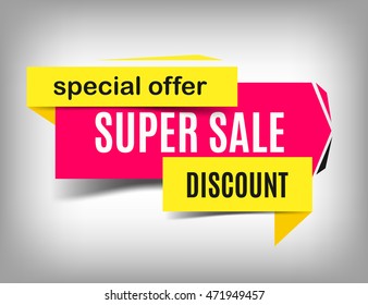 Super sale poster design on a gray abstract background. Sale tag. Sale image. Sale banner. Discount poster, special offer. Vector illustration, eps 10