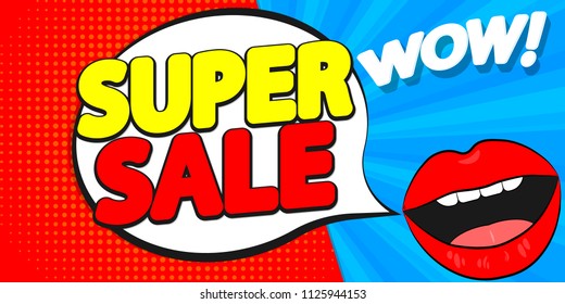 Super Sale, poster design template, wow discount, vector illustration