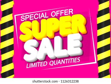 Super Sale, poster design template, special offer, vector illustration