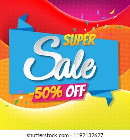 Super Sale Poster With Gradient Mesh, Vector Illustration