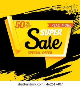 Super Sale Poster, With Gradient Mesh, Vector Illustration
