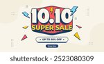 Super sale promo banner with discount offer. 10 10 shopping festival super sale banner. Modern super sale special offer promotion banner for social media post or website banner. Flash sale campaign