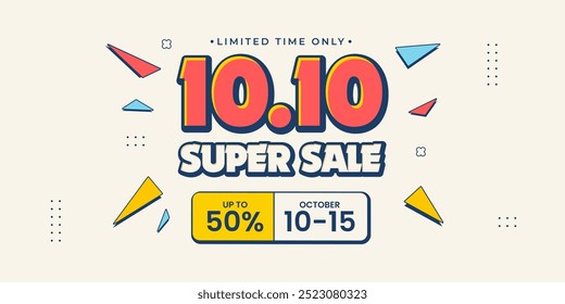 Super venda promocional banner com oferta de desconto. 10 10 festival de compras super venda banner. Moderno super venda especial oferta promoção banner para mídia social post ou banner do site. Campanha de venda instantânea