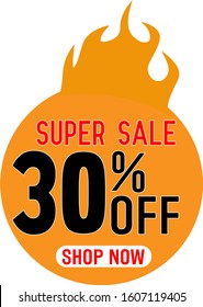 Super Sale Promo Discount Banners, Ribbon, Popup, Labels, Emblems, Tags. Flat design full color. EPS 10 Vector