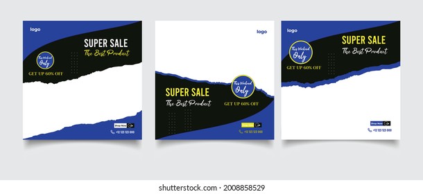 Super sale promo social media post square banner template
