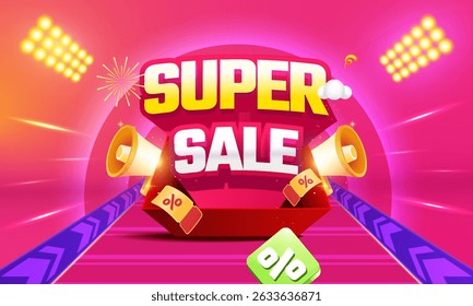 Modelo de banner de evento de promoção de supervenda