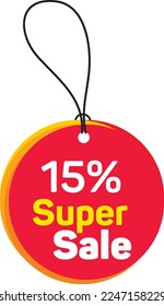 Super Sale red, 15% off aesthetic Vector illustration. Today