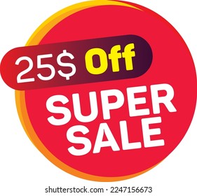 Super Sale red, 25% off aesthetic Vector illustration. Today