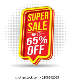 Super Sale Red 3d Text Box, up to 65%, elements with designs, sales, offers, discounts, special, ultimate, unlimited, big, 65% offers, up to, year end sale, mega sale, latest, special, shop now
