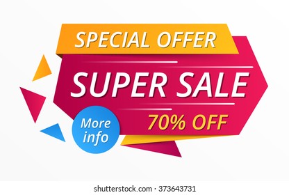 Super sale red banner, special offer, 70% off, vector eps10 illustration