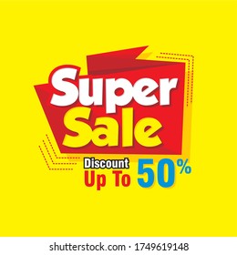 Super sale with red banner template. banner sale. shopping promotion. vector illustration