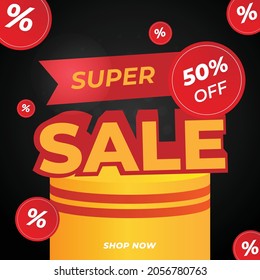 Super sale red banner template