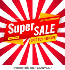 Super sale red banner template.Vector design