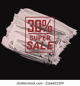 super sale red brush stroke ink 30%, brush, line. box, frame for text.