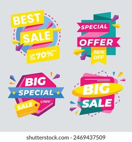 Super sale red label isolated on white background. Set of super sale badge ribbon. Sticker, tags, badge, ribbon for promotion