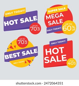 Super sale red label isolated on white background. Set of super sale badge ribbon. Sticker, tags, badge, ribbon for promotion