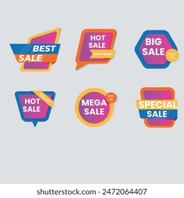 Super sale red label isolated on white background. Set of super sale badge ribbon. Sticker, tags, badge, ribbon for promotion