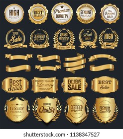 Super sale retro golden badges and labels vector collection