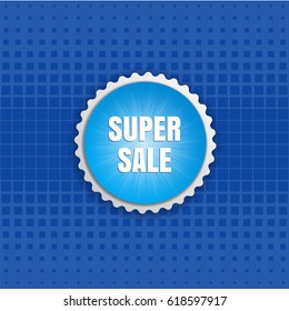Super sale round sticker. Vector color banner.