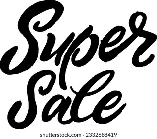 Super Sale script text hand lettering. Design template Celebration typography poster, banner or greeting card for Super Sale. Vector Illustration.