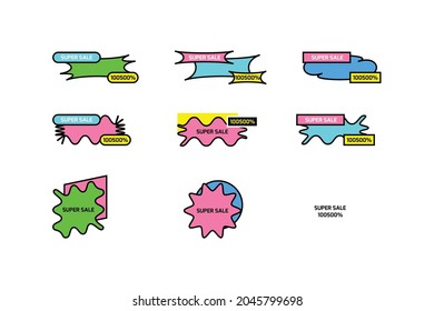 Super sale set of icons and stickers isolated on white background. Flat vector illustration EPS10.