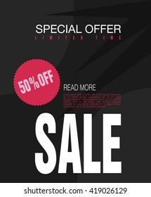 Super Sale shining banner on colorful background. Sale background. Big sale. Sale tag. Sale poster. Geometric design.Half price sale