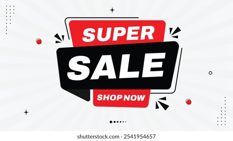 Super Sale! Shop Now with Eye-Catching Sale Banner Templates Featuring Element Shapes and Black, Red, White Gradient Backgrounds – Perfect for High-Impact Marketing Designs and Promotions