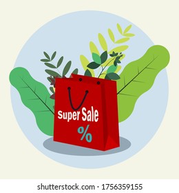 Super sale shopping bag design vector illustration