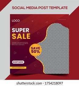 Super Sale Social Media Post Template Design in Vector Illustration Premium Design