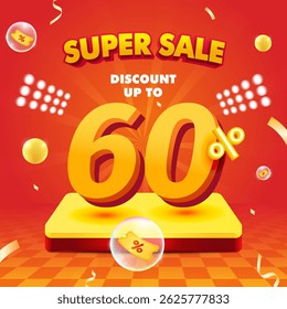 Super sale social media post banner design template with text effect