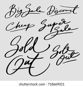 Super sale and sold out hand written typography. Ready to use it. Good use for logotype symbol cover label product brand poster title or any graphic design you want 
