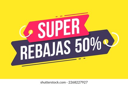 Super Sale Spanish 50% Off  Advertising Shopping Label