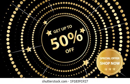 Super sale and special offer. 50% off. vector premium. Colored banner