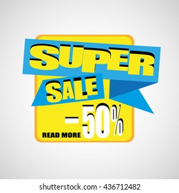 Super Sale and special offer. 50% off. Vector illustration.Theme color.