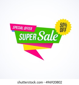 Super Sale, special offer banner. Vector illustration.