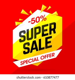 Super Sale special offer banner, vector illustration