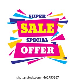 Super sale special offer - creative vector banner. Abstract layout. 
