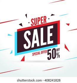 Super Sale Special Offer. Discount Baner Decoration. Vector Promotion Business Market Banner Flyer For Sale.