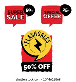 Super sale, special offer and flash sale template, vector - illustration