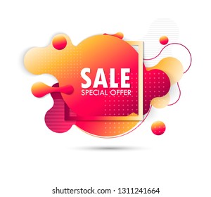 Super Sale and special offer. Futuristic trendy dynamic elements. Fluid gradient elements for minimal banner. Abstract background. EPS10