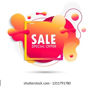 Super Sale and special offer. Futuristic trendy dynamic elements. Fluid gradient elements for minimal banner. Abstract background. EPS10