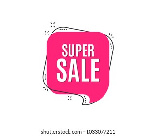 Super Sale. Special offer price sign. Advertising Discounts symbol. Speech bubble tag. Trendy graphic design element. Vector