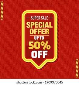 Super sale special offer red with up to 50% discount.eps